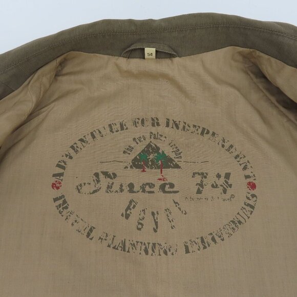 Adventure & Travel Men 54 Khaki Green Long Sleeve Collar Button Jacket Coat A&T - Picture 8 of 14